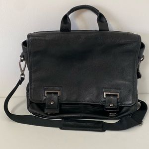 Men’s Black Leather Laptop Briefcase - Banana Republic